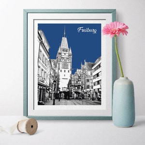 Freiburg Prints, Freiburg Art, Freiburg Poster, Wall Art, Freiburg Wedding, Germany Poster, Germany Art, martinstor