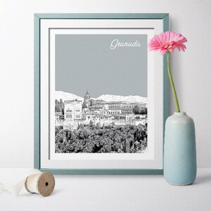 Alhambra Gift, Alhambra Prints, Granada Art, Alhambra Poster, Granada Wall Art, Alhambra Wedding, Spain Poster, Spain Art, Office Wall Art