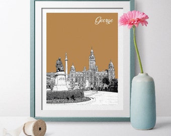 Scotland Travel Poster, George Travel Poster, George Gift, George Prints, George Art, George Poster, George Wall Art, George Square