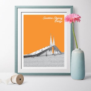 Sunshine Skyway Bridge, Florida, Sunshine Skyway Bridge Florida, Sunshine Skyway Bridge Landscape, Sunshine Skyway Bridge Gift,Travel Poster