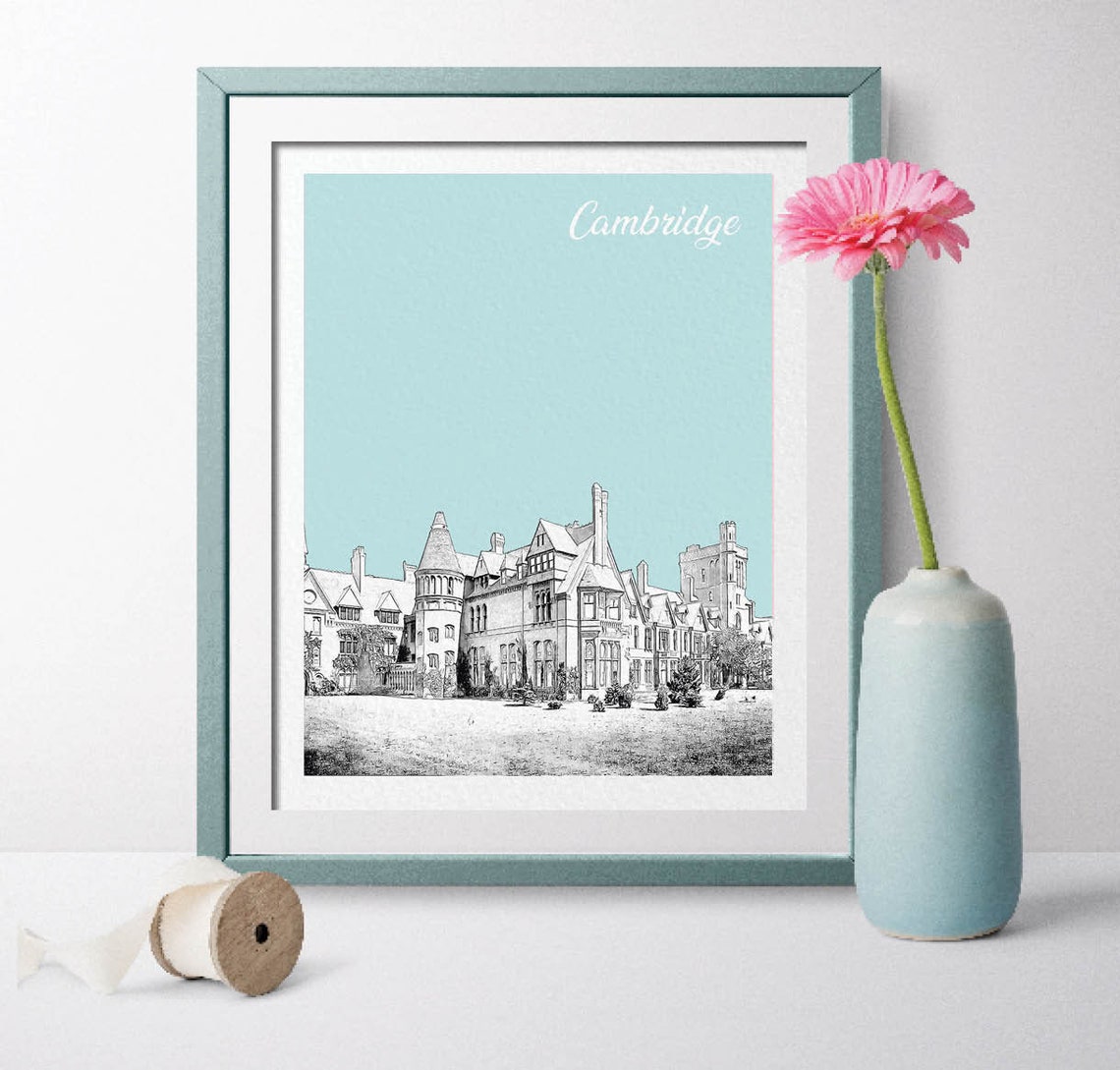 England Travel Poster Cambridge Poster Cambridge Wall Art Etsy