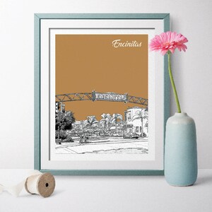 Encinitas, California, Encinitas California, Encinitas Paesaggio, Encinitas Regalo, Poster di viaggio, Encinitas Wall Art, Encinitas Skyline