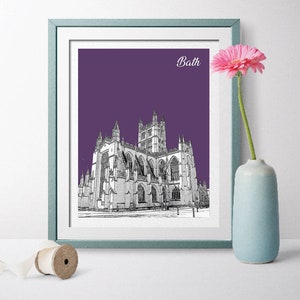 England Travel Poster, Bath Travel Poster, Bath Skyline, Bath Cityscape, Bath Art, Bath Poster, Bath Wall Art, England Art Abbey Britain
