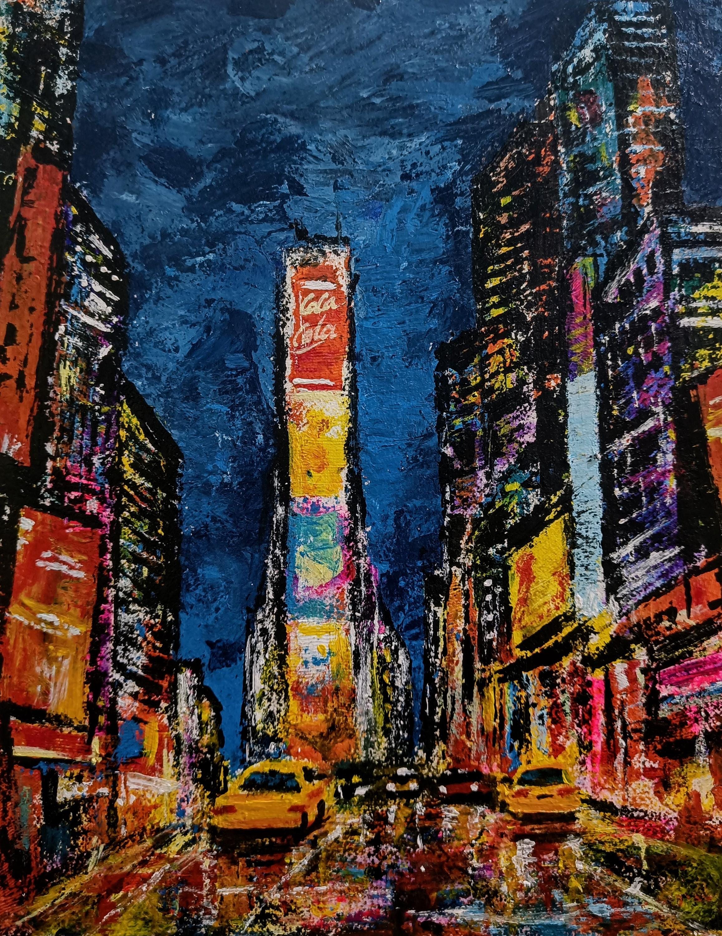 ニューヨーク 夜景 絵画 Manhattan｜ニューヨーク夜景のラグジュアリーアートポスター｜都会的