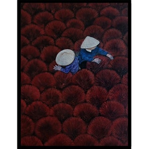 ベトナムの伝統的な村の風景画シルク絵画 - 署名入り - Etsy 日本