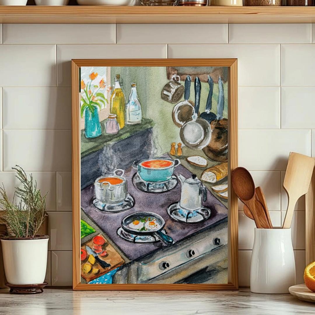 Cooking Food Watercolor Painting, Kitchen/dining Wall Art, Asian Art - Etsy