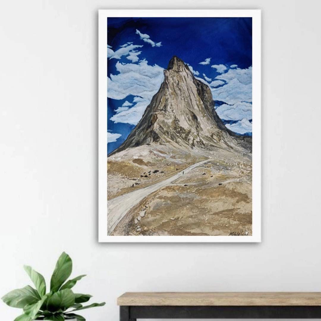 質感豊かなラダック山岳絵画：3Dヒマラヤ山岳風景画 - Etsy 日本