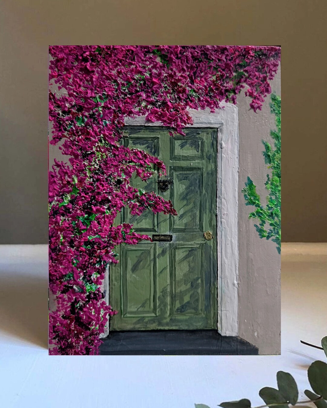 Handmade Front Door Painting Small Acrylic 3D Textured Art, Italian