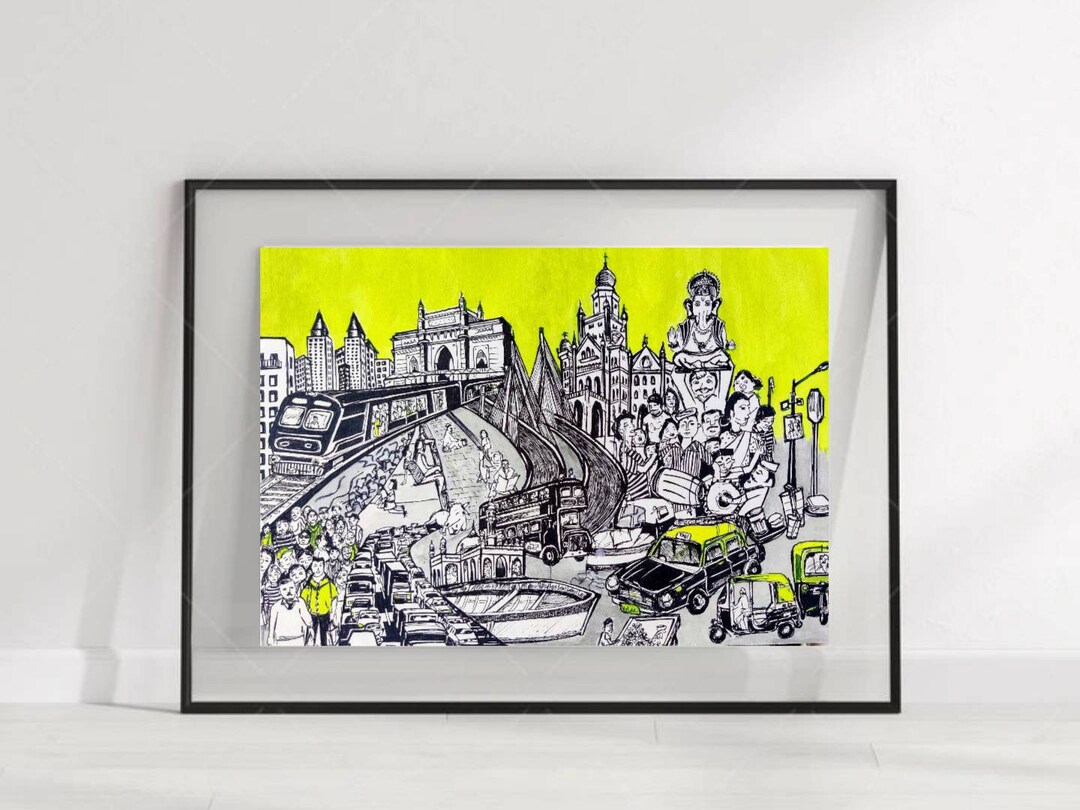 Mumbai Doodle Art Original Hand Painted Wall Decor - Etsy