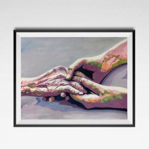 Holding hands painting, original Hands Wall Art | Meaningful/love/thanksgiving/Get well soon/Friendship/Family Gifts| office/Home Decor