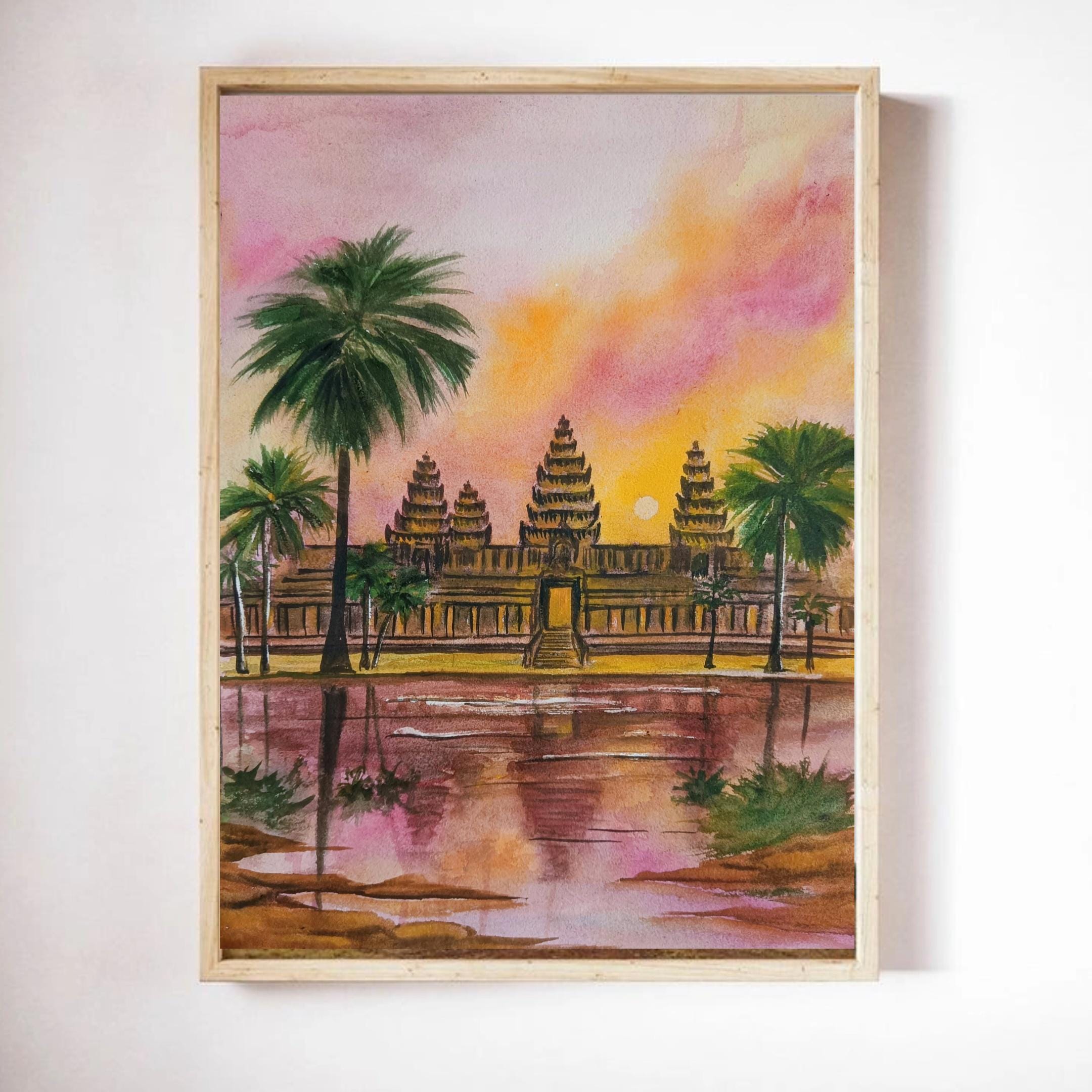 油彩画】アンコール カンボジア 寺院 インテリア 絵画 芸術 アート