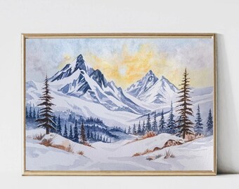 Winter Mountain Painting Colorado Landscape Art Snowy