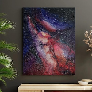 Original Galaxie Gemälde – Sternenhimmel Wandbild, Milchstraße Acryl Gemälde, Himmelskörper Geschenk, Kosmische Geschenke