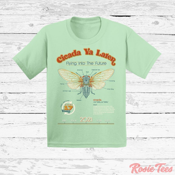 Cicada Ya Later Youth Tee | Funny Insects T-Shirt | Cicadas Apparel | Parody Shirt | Brood X Gear | Kids Bug Merchandise | Rosie Tees