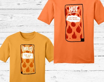 Spicy / Mild Hot Sauce Tees | Matching Couple Shirts | Halloween Couples Costumes T-Shirts | His & Hers T-Shirt | Spooky Season | Rosie Tees