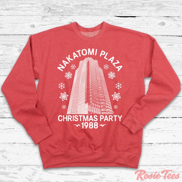 Nakatomi Plaza Christmas Party 1988 Ugly Christmas Sweatshirt | Holiday Sweater | Seasonal Apparel | Unisex Crewneck Sweatshirt | Rosie Tees
