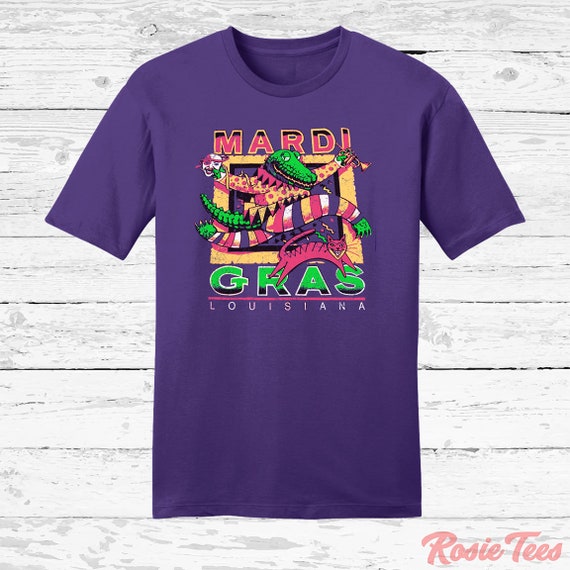 New Orleans Shirt | Vintage Mardi Gras Tee | Gator T-Shirt | Historic  Holiday Apparel | Louisiana Parade Merch | Fat Tuesday | Rosie Tees