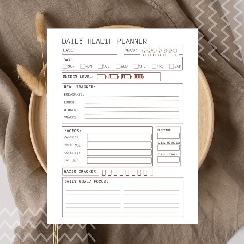 Daily Health Planner Printable | Weight Loss Tracker | Meal & Habit ...