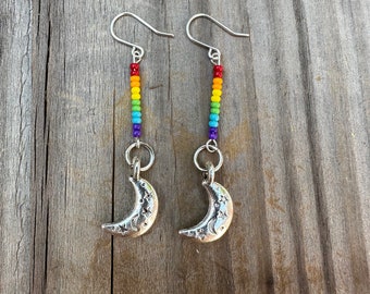Pendientes de luna arcoiris