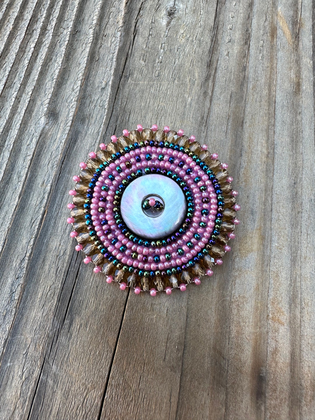 Broche Perlée Vintage Art Déco Plaqué Or - Bijou Ancien - Occasion - Sans Marque