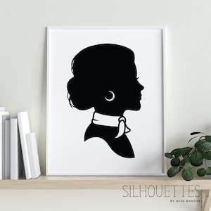 STOCK Femme Femme Silhouette File Design avec Ascot Scarf (Ready-Made) - Woman Side Profile - Digital Download - SVG, Cricut, Silhouette