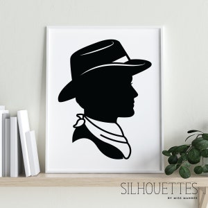 STOCK Cowboy Silhouette File Design (Ready-Made) - Man Side Profile - Digital Download - SVG, Vector, Cricut, Silhouette, Clip Art