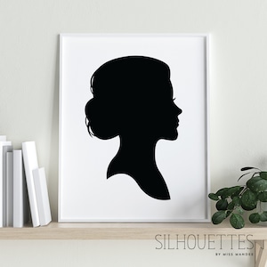 Black and White Custom Silhouette Child Silhouette Portrait Profile Silhouette  Silhouette Art Traditional Silhouette 