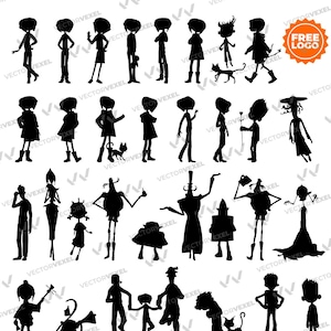 Pacchetto Svg Coraline, Pacchetto Png Coraline, Pacchetto Silhouette Coraline, Personaggi Coraline, Silhouette Fantasma Coraline