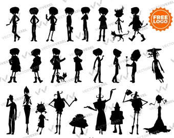 Silhuetas de personagens de Coraline: pacote SVG PNG