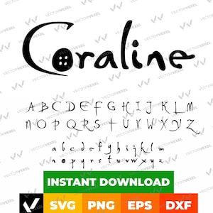 File Svg del carattere Coraline, lettere dell'alfabeto Coraline, logo Coraline, Svg, Dxf, Eps, Png, Clipart