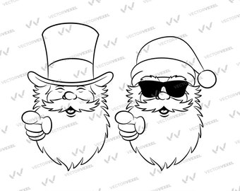 Volto di Babbo Natale vintage SVG: Clipart natalizio fantastico (download digitale)
