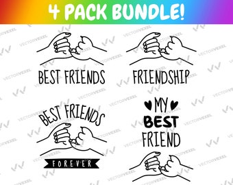 Hand & Paw Line Art SVG: regalo per gli amanti degli animali, pacchetto di amicizia (download digitale)