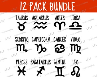 Pacchetto SVG dei segni zodiacali: simboli astrologici, file di taglio delle costellazioni (download digitale)