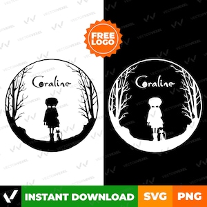 Design maglietta Coraline, Coraline Svg, Coraline Png, Silhouette Coraline, Gatto, Personaggi Coraline, Logo Coraline, Halloween Coraline