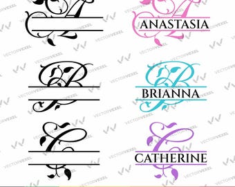 Alfabeto monogramma diviso SVG: file di taglio lettere floreali