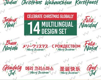 Pacchetto SVG di Natale multilingue: auguri per le feste (download digitale)