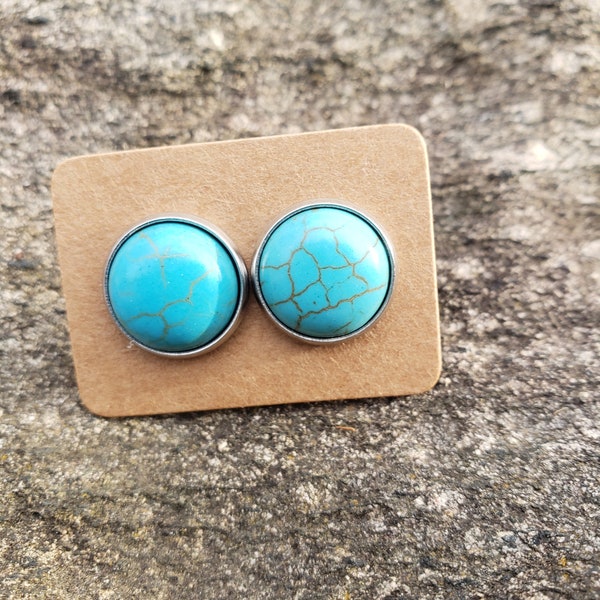 12MM Turquoise Druzy Earrings ,Druzy Studs, Stud Earrings, Cabochon Studs, Cabochons, Druzy Earrings, 12MM Earrings, Earrings