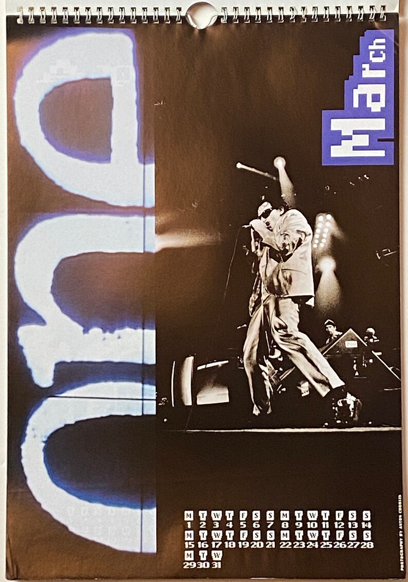 U2 Official 1993 Vintage Calendar Etsy