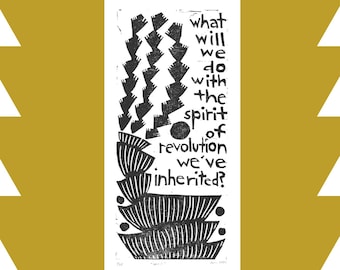 spirit - woodcut block print