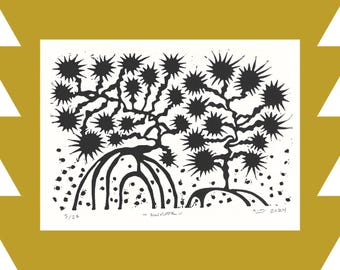 survivor - lino block print