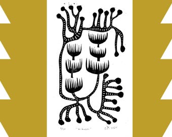 embrace - block print on cotton paper