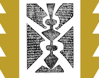 celebration - woodblock print on cotton paper
