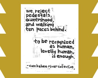human is enough - Linocut block print