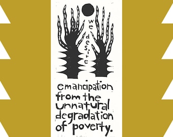 emancipation - woodcut block print