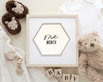 Baby months | Baby milestone| Wooden Wonder Milestones: Hexagon Baby Month Markers for Adorable Photos & Cherished Keepsakes