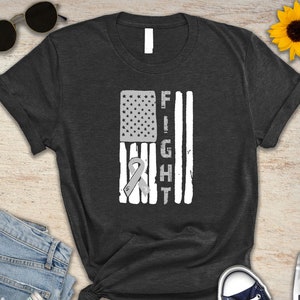 Brain Cancer Awareness Shirt: Fight Ribbon Flag Tee