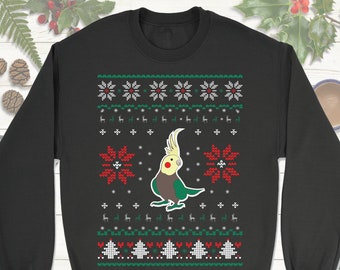 Cockatiel Christmas Sweatshirt Hoodie. Cockatiel Christmas Gift. Bird Ugly Christmas Sweater.