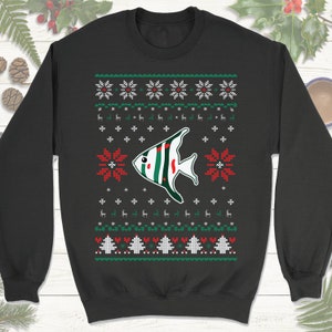 Angelfish Christmas Sweatshirt Hoodie. Angelfish Christmas Gift. Fish Ugly Christmas Sweater.