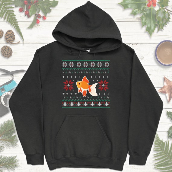 Goldfish Christmas Sweatshirt Hoodie. Goldfish Christmas Gift. Fish Ugly Christmas Sweater.