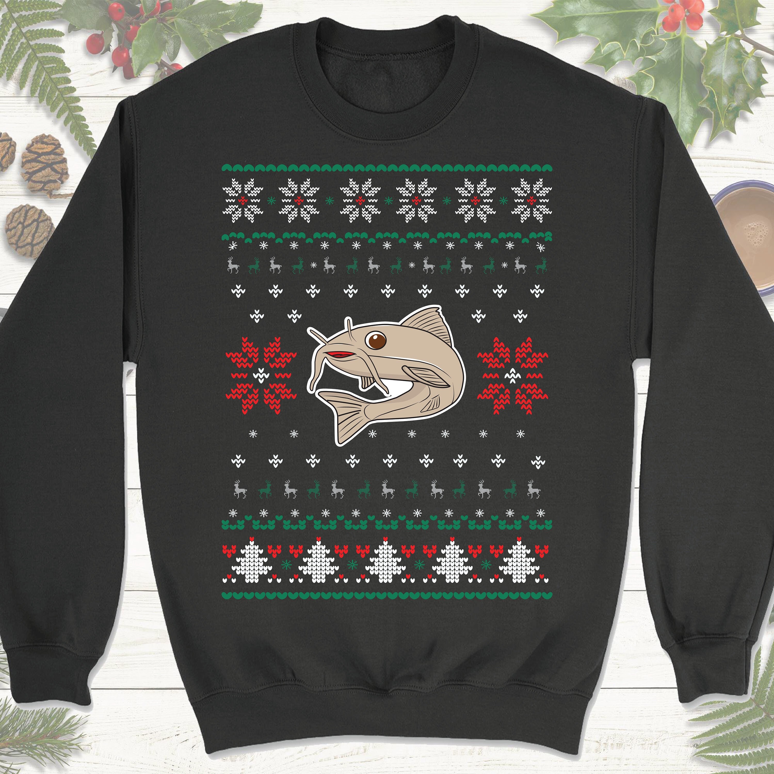 Catfish Christmas Sweatshirt Hoodie. Catfish Christmas Gift. Fish Ugly  Christmas Sweater. 